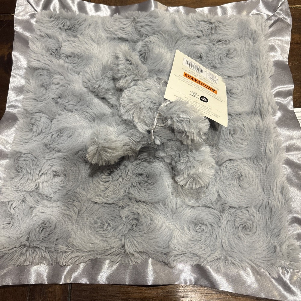 NWT Cloud Island Elephant Lovey Gray Swirl Satin Back Plush 14" Security Blanket - Picture 4 of 6